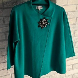 Women's 3/4 Sleeve Cardigan, Size S, Green